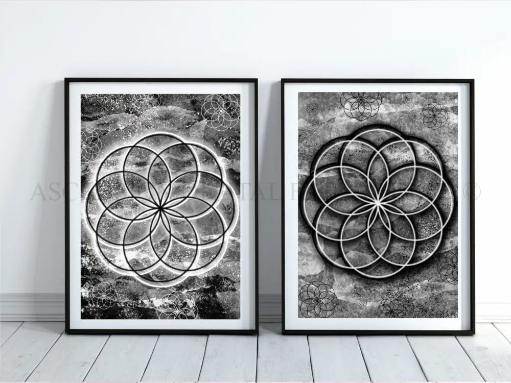 Seed of life art print, sacred geometry wall art