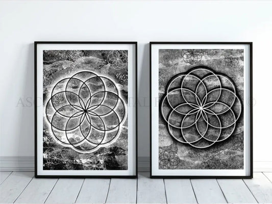 Seed of life art print, sacred geometry wall art
