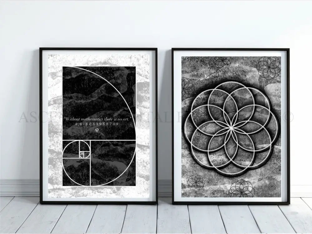 Sacred geometry art print set of 2, spiritual wall art