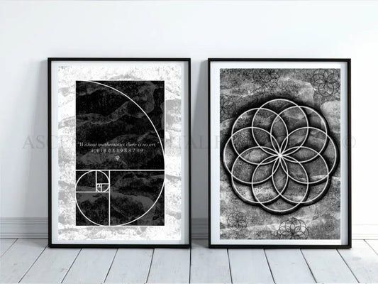 Sacred geometry art print set of 2, spiritual wall art