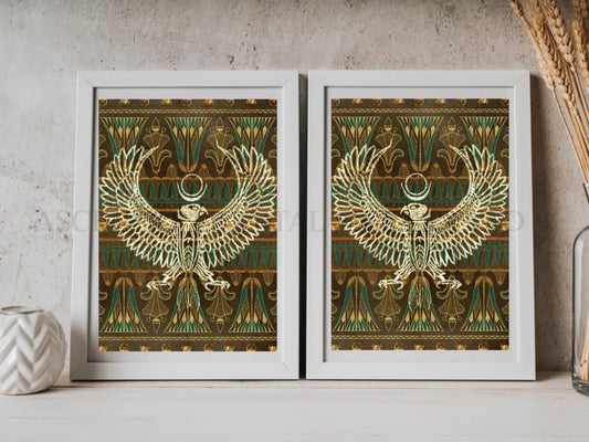 Egyptian Art prints | Set of Two | Black and Gold