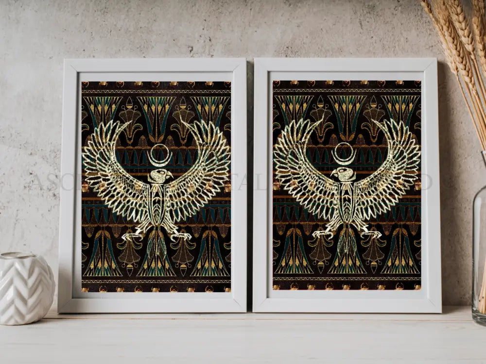 Ancient Egyptian Art prints | Set of Two | Black and Gold