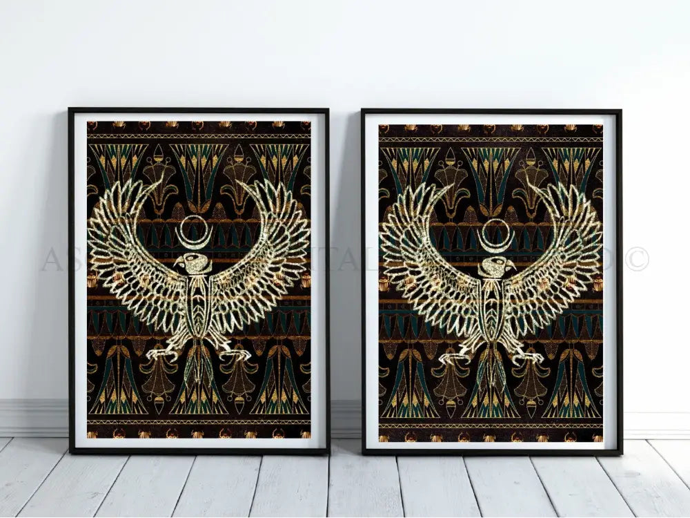 Ancient Egyptian Art prints | Set of Two | Black and Gold