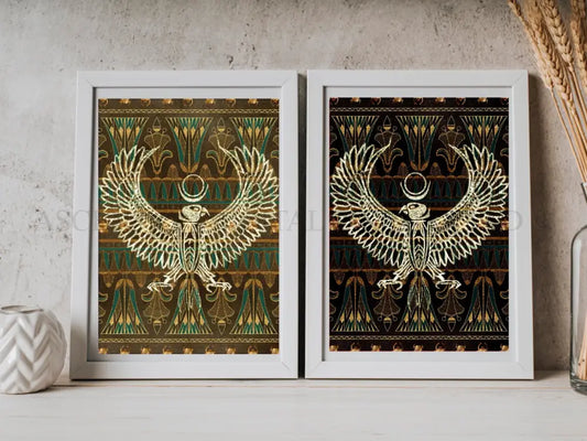 Egyptian Art prints | Set of Two | Black and Gold