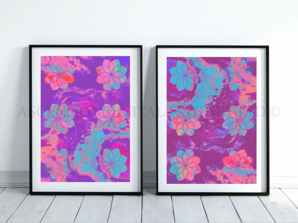 Seed of life art print set, sacred geometry wall art