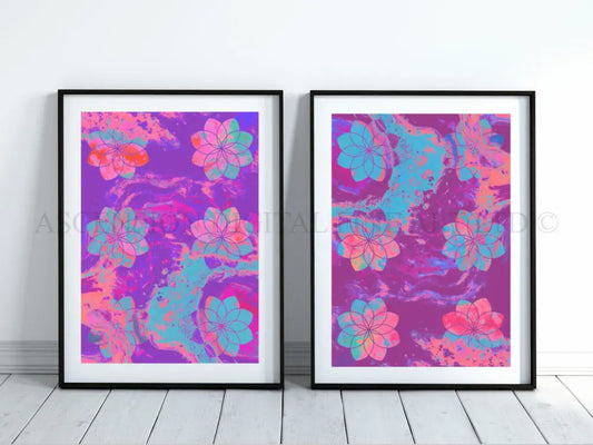 Seed of life art print set, sacred geometry wall art