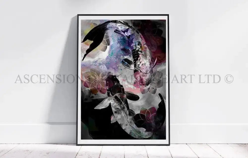 Japanese koi fish art prints, Feng Shui wall art
