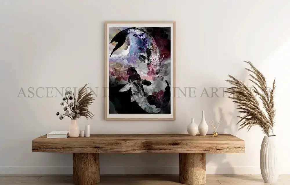 Japanese koi fish art print, Feng Shui wall art