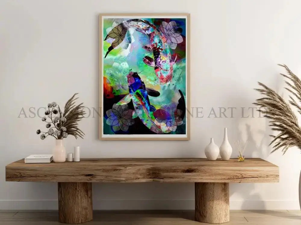 Japanese koi fish art print, Feng Shui wall art