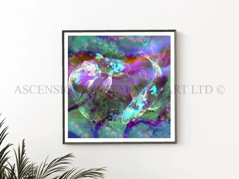 Japanese koi fish art print, Feng Shui wall art