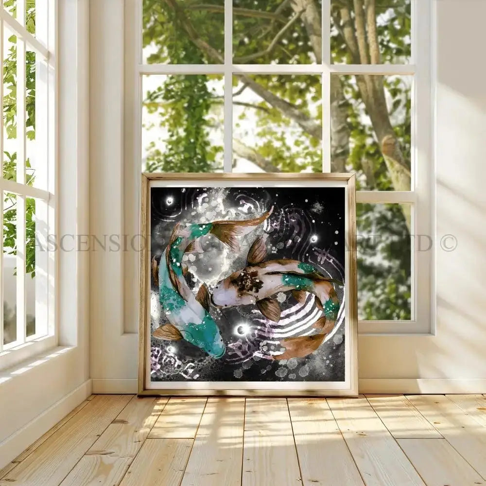 Japanese koi fish art print, Feng Shui wall art
