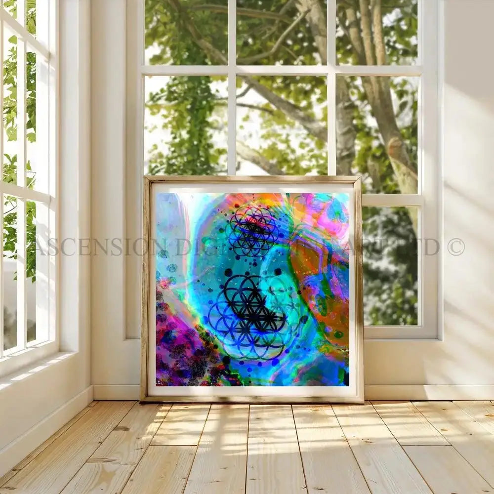 Flower of life art print, sacred geometry wall art