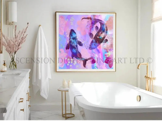 Japanese koi fish art print, Feng Shui wall art