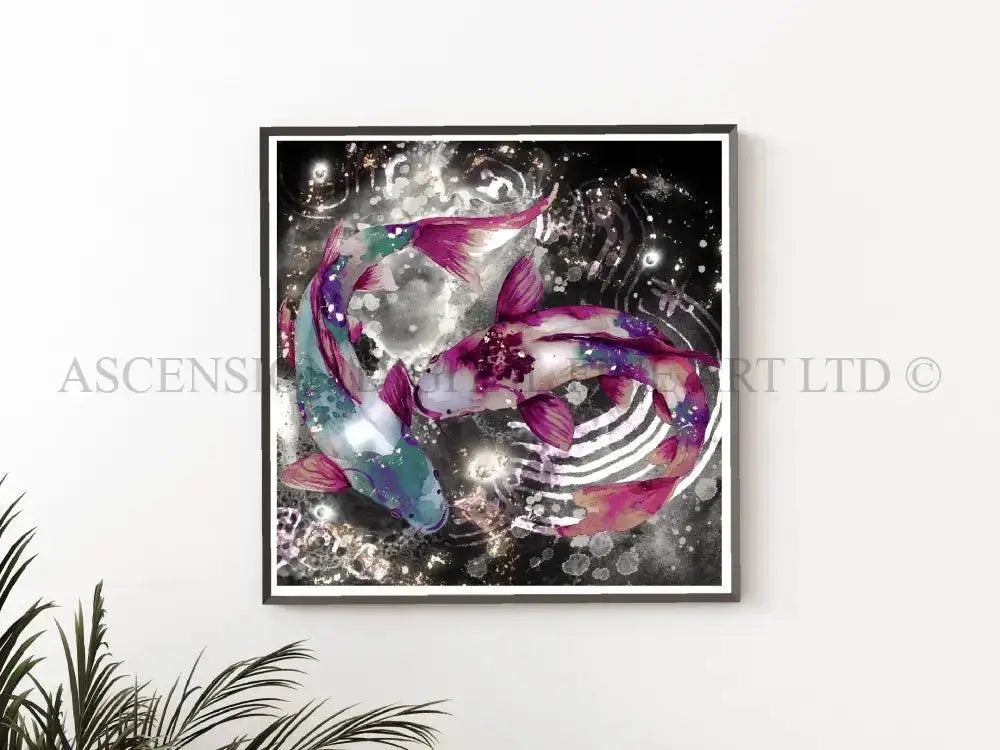 Japanese koi fish art print, Feng Shui wall art