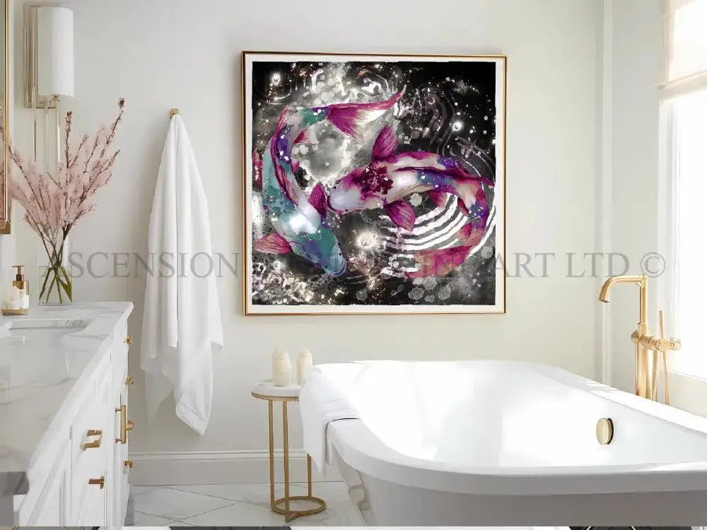 Japanese koi fish art print, Feng g Shui wall art