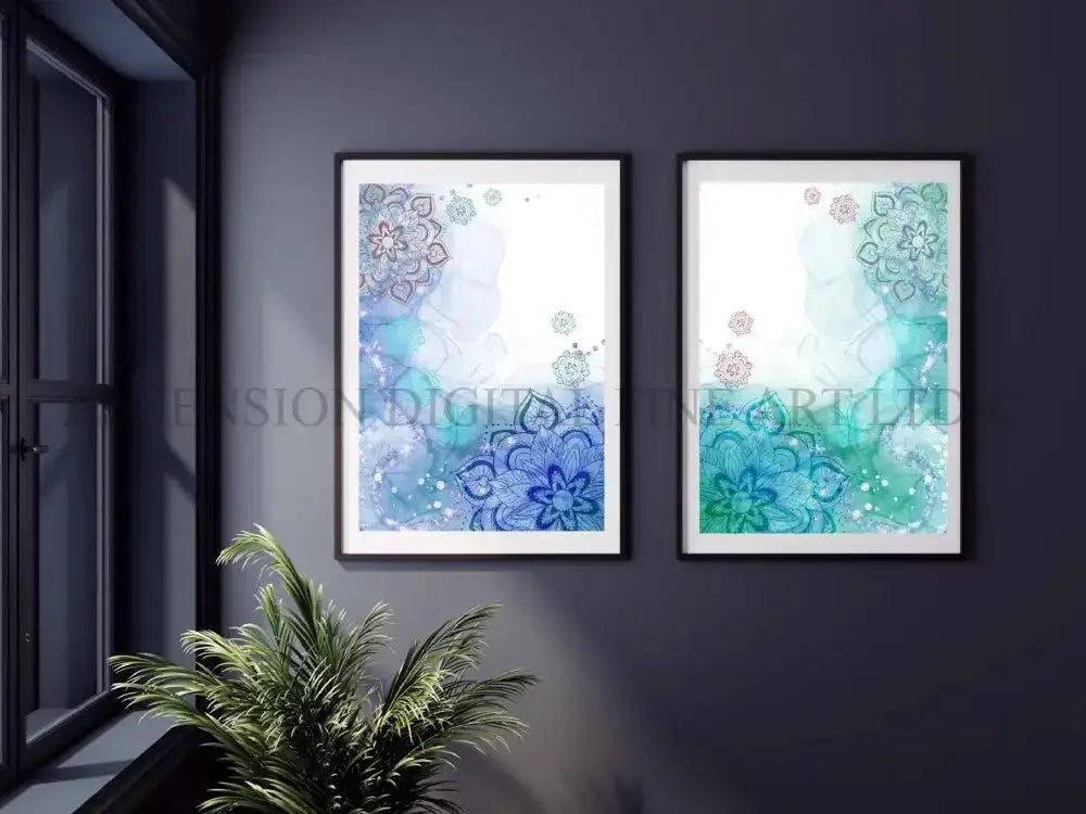 Mandala art print, meditation wall art set of two art prints