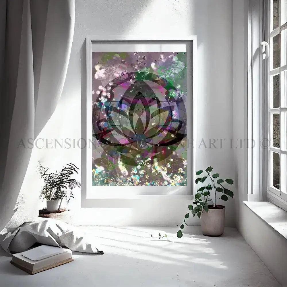 Meditation art print, meditation wall art, lotus.