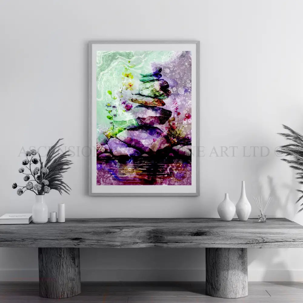 Balancing stones art print