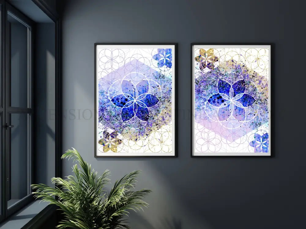 Fibonacci art prints set, sacred geometry wall art