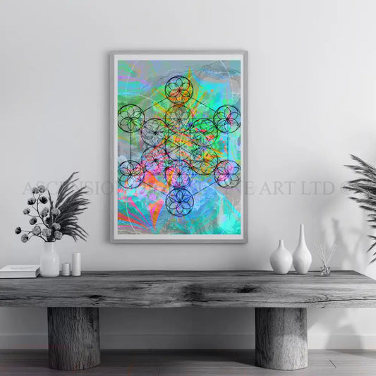 Metatrons cube art prints set set, sacred geometry wall art 