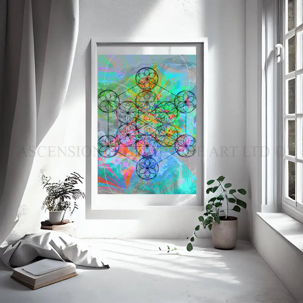 Metatrons cube art prints set set, sacred geometry wall art 