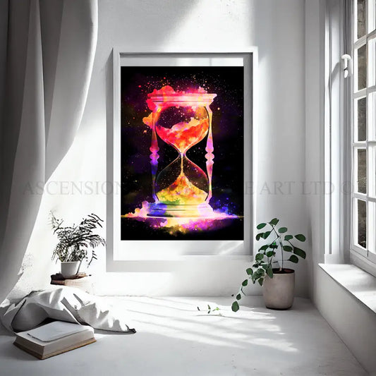 Meditation art print, hourglass wall art