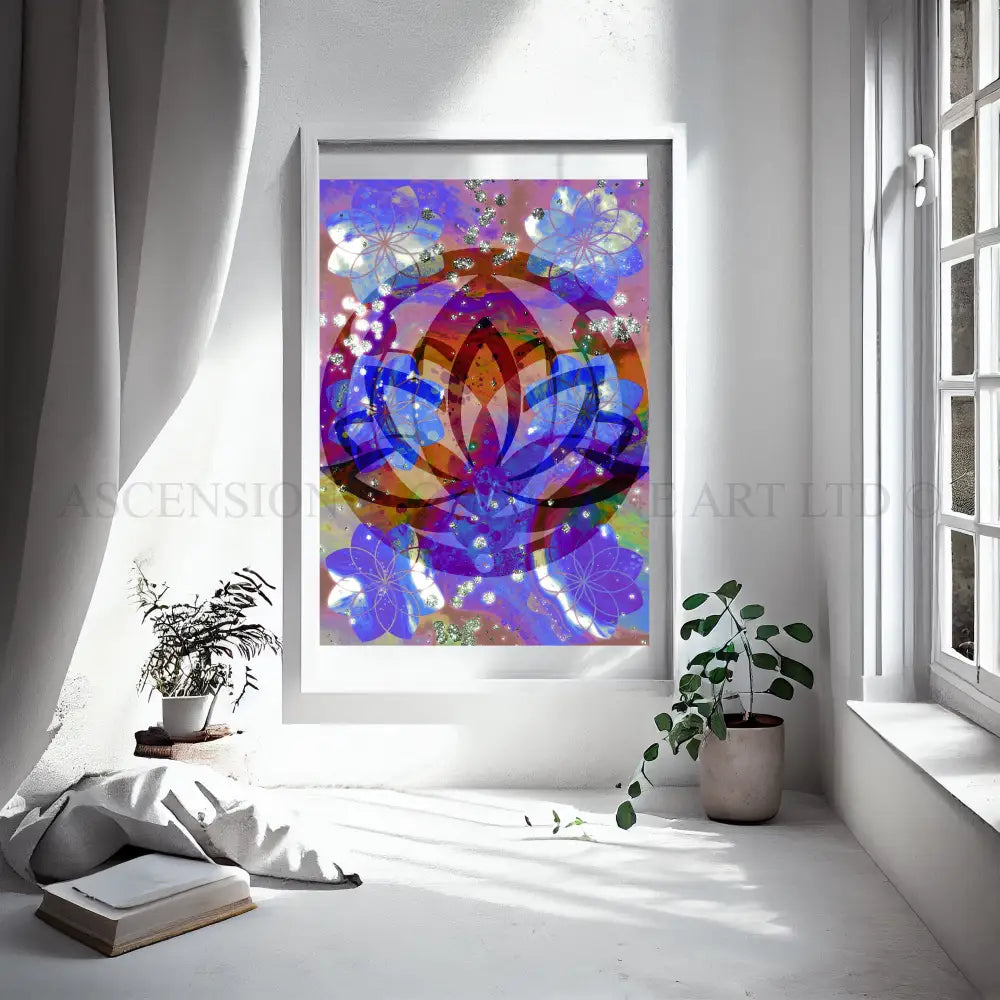Meditation art print, meditation wall art, lotus