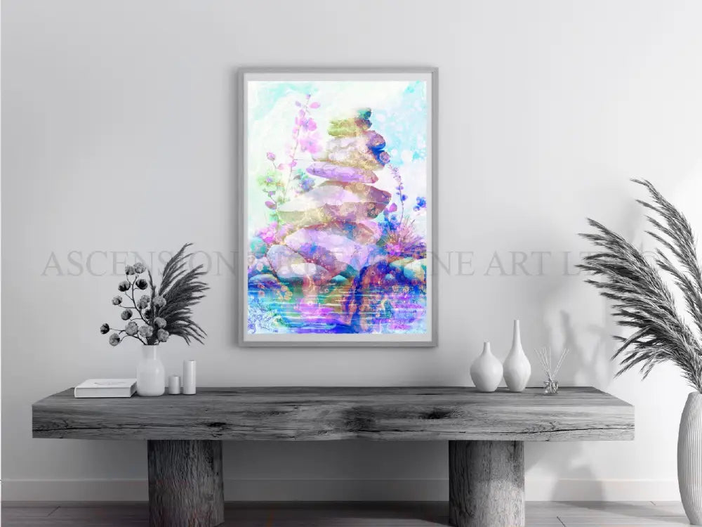 Balancing stones art print